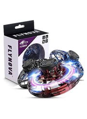 Fingertip Upgrade Flight  Flying Spinner Decompression Toy for Kids Adults Hand Operated   Fly Spinner Drone Led Light Outdoor Fun Game USB Rechargeable (BLACK)