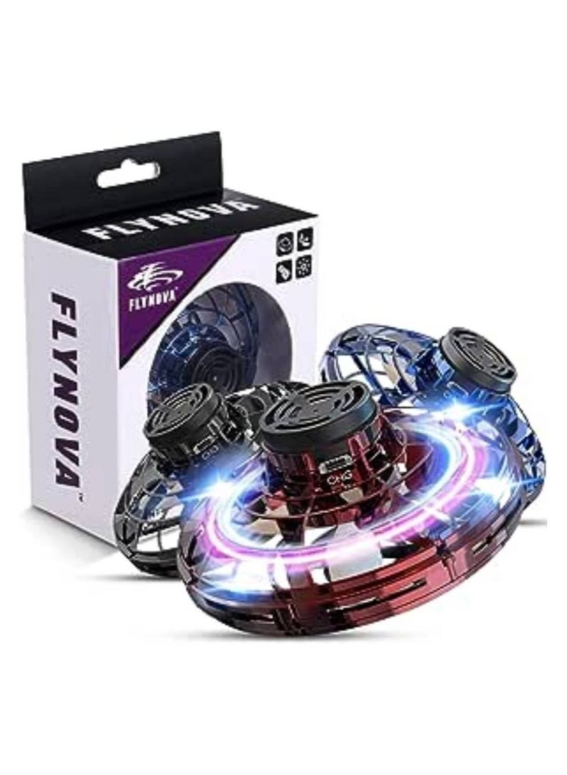 Fingertip Upgrade Flight  Flying Spinner Decompression Toy for Kids Adults Hand Operated   Fly Spinner Drone Led Light Outdoor Fun Game USB Rechargeable (BLACK)