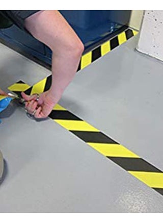 Warning Tape Self Adhesive Black & Yellow Hazard Warning Safety Stripe Tape Caution Barrier Sticky Tapes for Best Readability Maximum Visibility Designed for Danger/ Hazardous Areas (33M)
