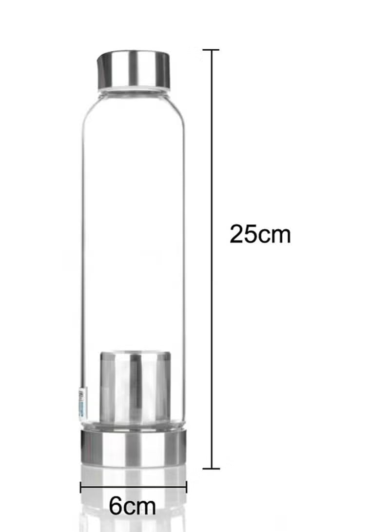 Sports Water Bottle With Teapot And Gray Protective Bag, High Temperature Resistant Glass Water Bottle 500ml