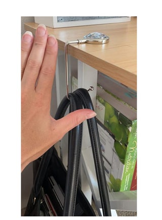 2 Pack Purse Hook Long Handbag Hanger for Table Desk, Creative Portable Bag Holder Under Counter Handbags Hook for Women Girl