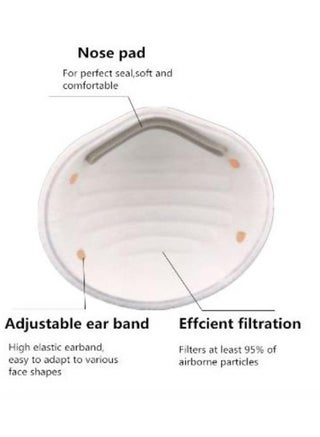 1-Piece 5 Layer FFP2 NR Protective Respirator Cup Mask WHITE Color