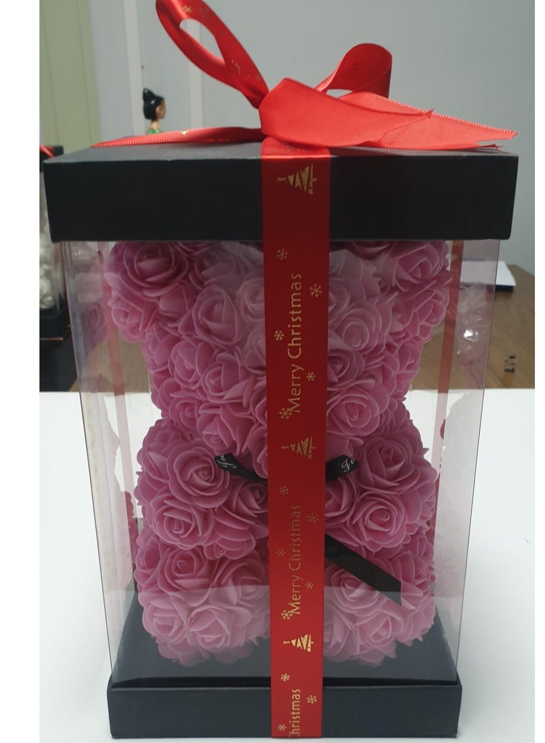 Handcrafted 35.56cm Rose Teddy Bear - Perfect for Valentine's, Anniversary, Mother's Day, Christmas & Birthday Gifts
