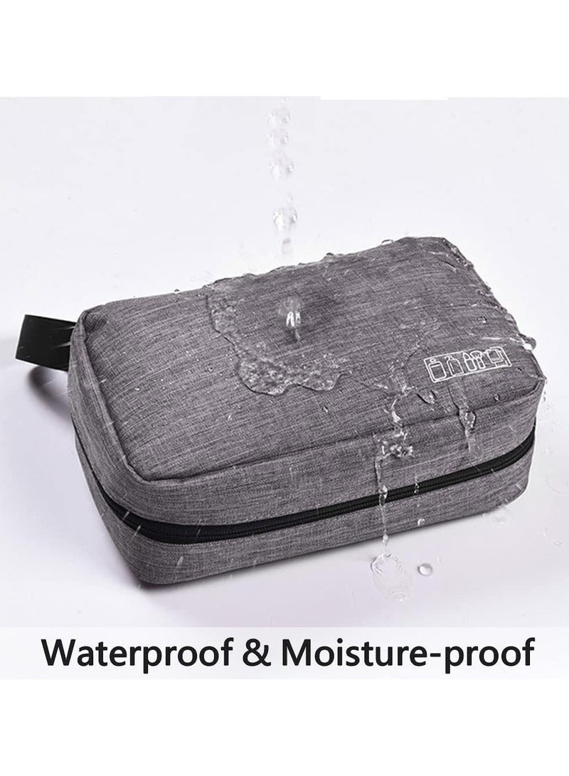 Toiletry Bag with Hanging Hook for Men & Women, Large Makeup Organizer, Travel Cosmetic Case for Toiletries, Full-Sized Bottles, Accessories (Grey)