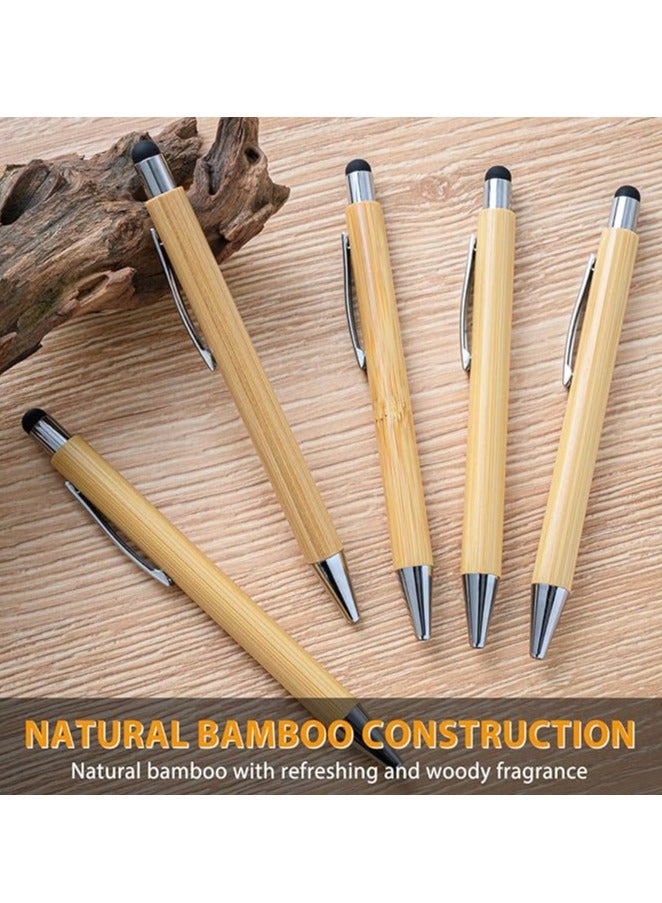 Vitacelli Bamboo Pens Bulk with Touch Stylus Tip Wooden Bamboo Pens Engraving Wooden Ballpoint Pen Customizable Gift Pen Black Ink Pack of 10 | Best Price UAE | Dubai, Abu Dhabi