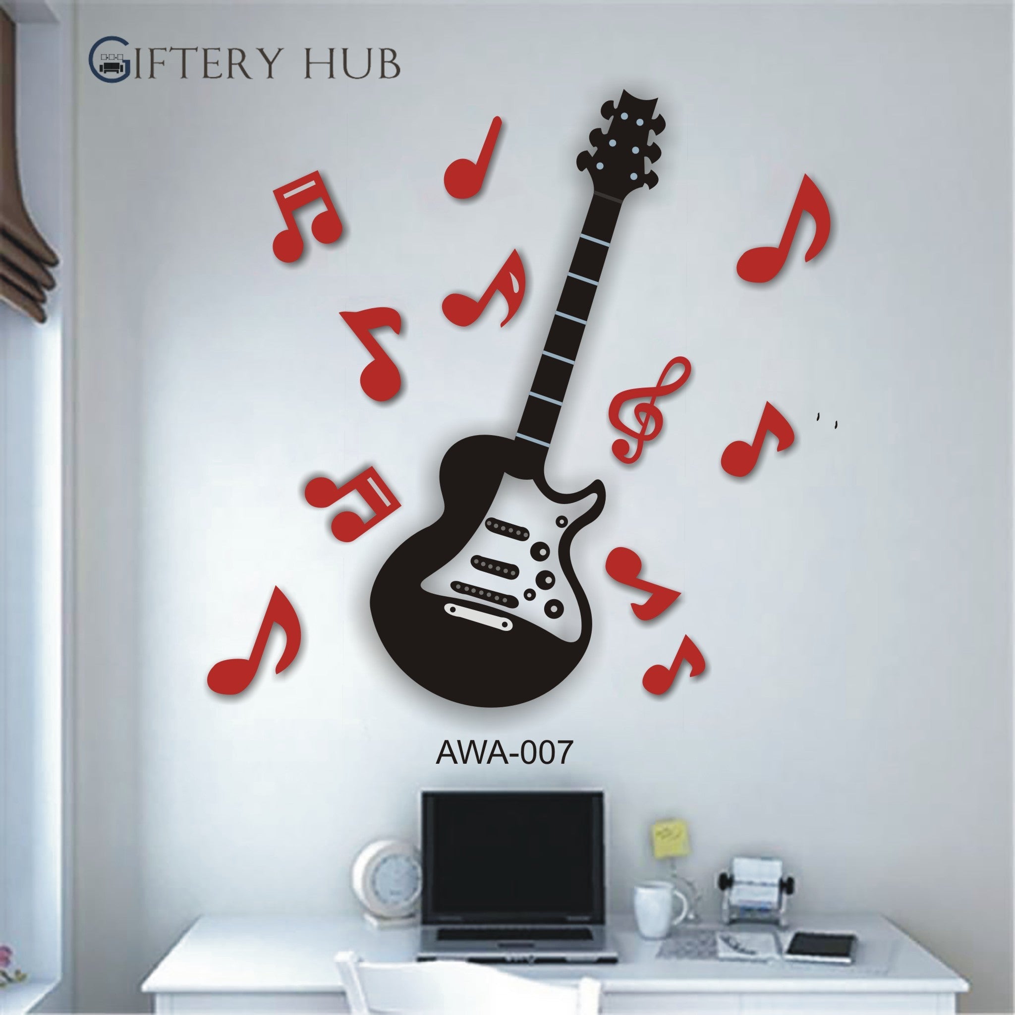 Acrylic Red and Black Guitar For Home Decor