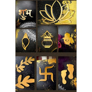 Diwali Combo 8pcs Golden Acrylic Cutouts Set - Festive Decorative Wall Accents for Joyful Celebrations