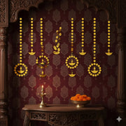 Golden Diya Hanging Garland Acrylic Wall Decor