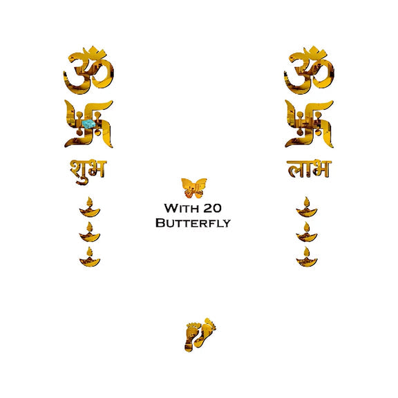 Golden Om Swastik Acrylic Wall Sticker