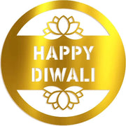 Happy Diwali Golden Acrylic Cutout | Random Design (2.5–2.75 Inch)