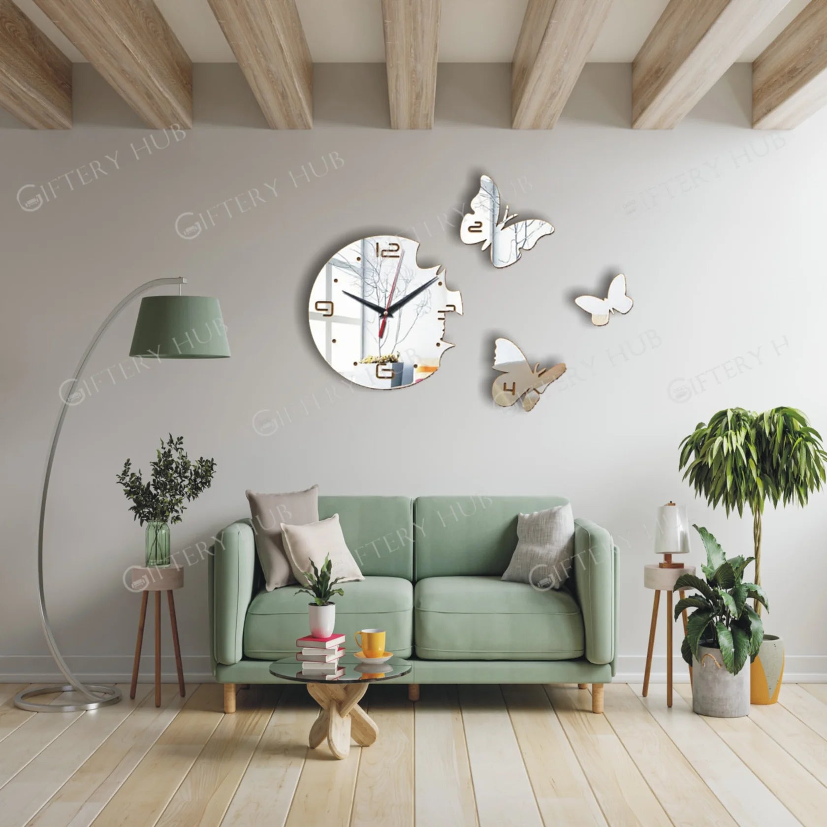 3d Acrylic butterfly wall clock for home decoration