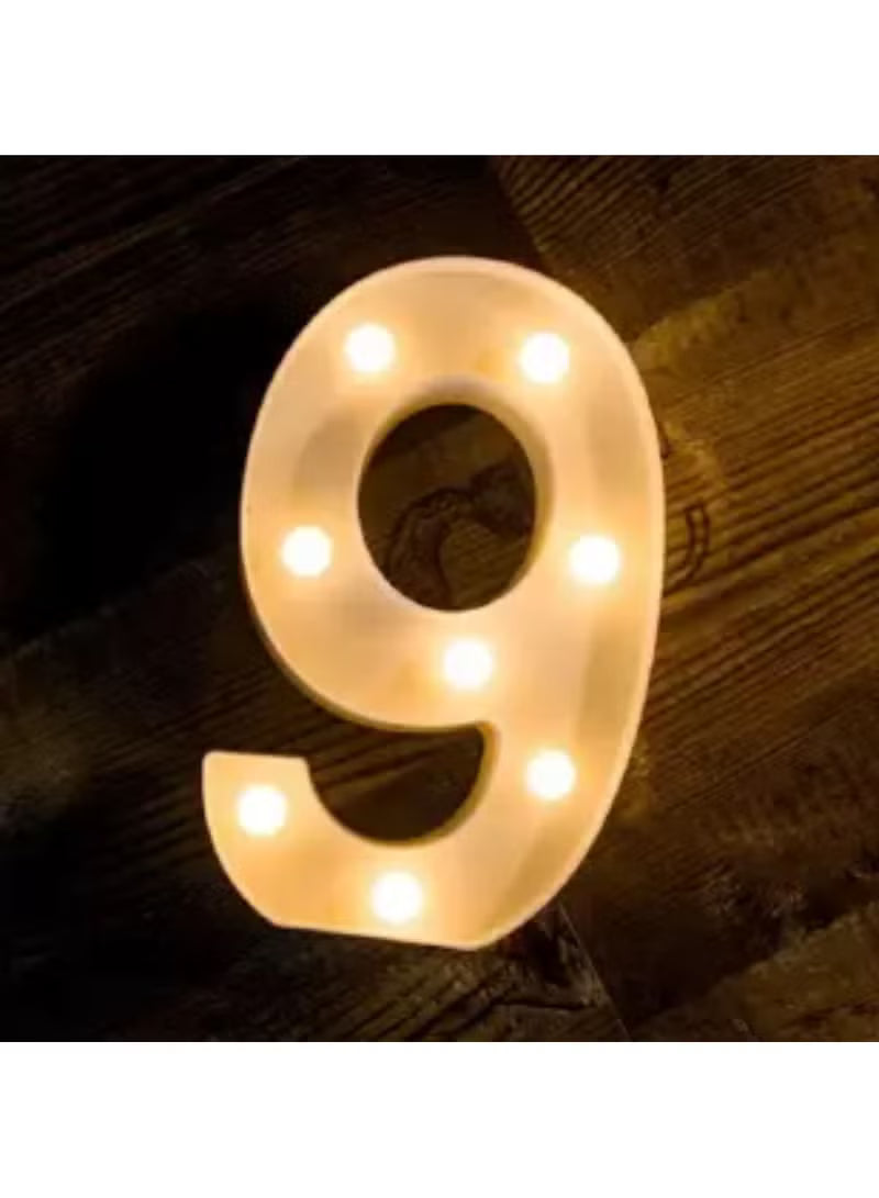LEDs Numbers Light Standing Sign with Bulbs Night Lamp Warm White 9