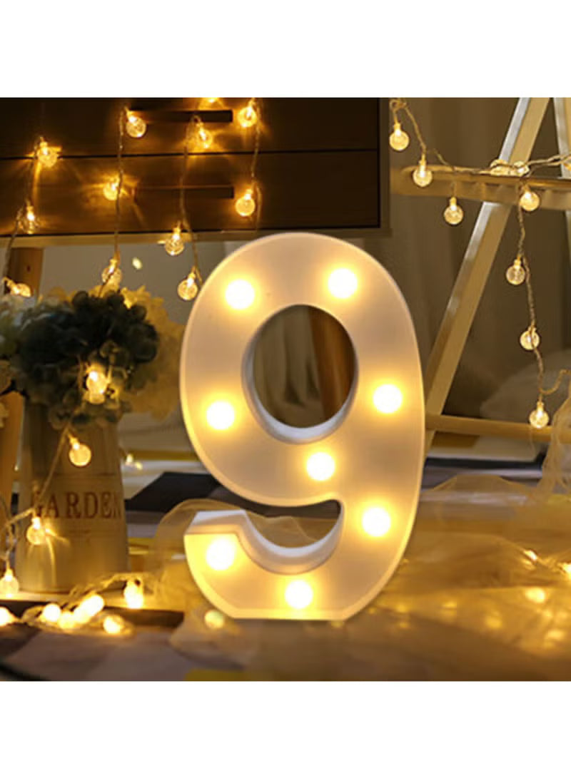 LEDs Numbers Light Standing Sign with Bulbs Night Lamp Warm White 9