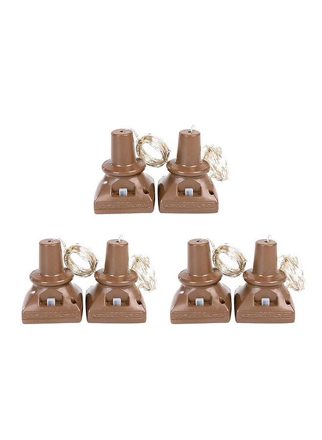 Packs of 6 Waterproof 20 LED Solar Powered Wine Bottle Lights Brown 12.00x8.00x8.52centimeter