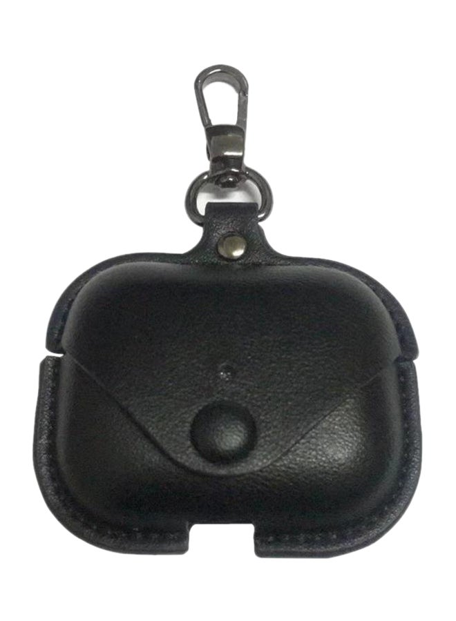 Protective Leather Case Cover With Anti-Lost Buckle For Apple AirPods Pro 3 Black