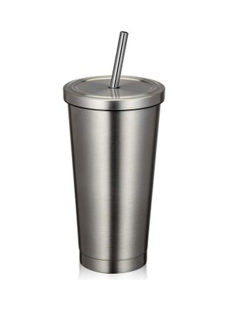 16OZ Tumbler With Straw and Lid Silver