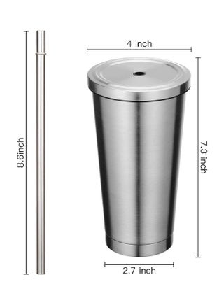 16OZ Tumbler With Straw and Lid Silver
