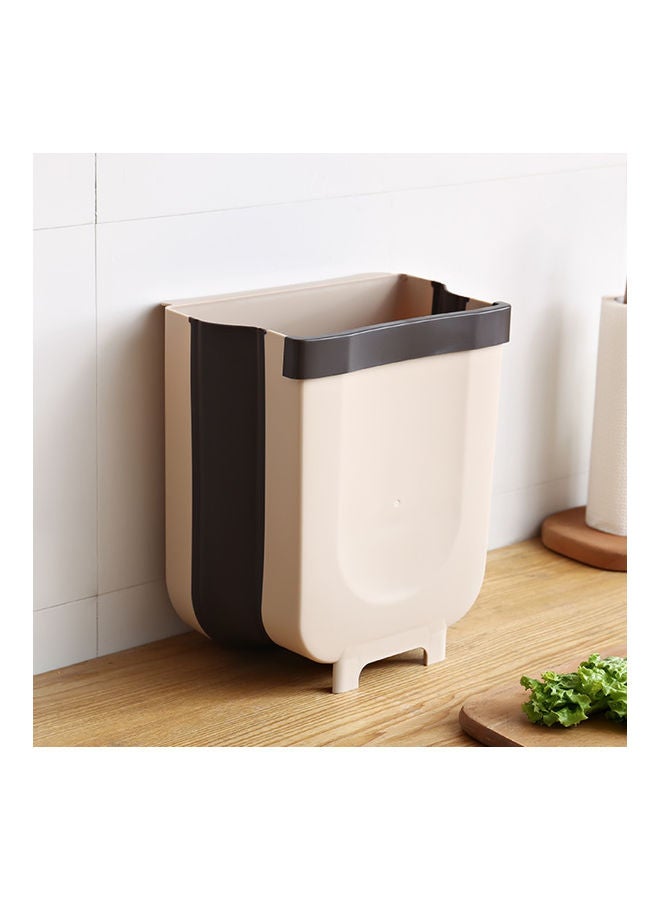 Wall Mounted Folding Waste Bin Beige/Black 29x25cm