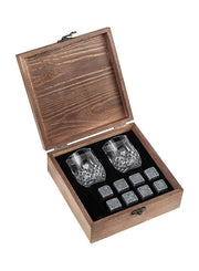 8-Piece Whiskey Chilling Stone With 2-Piece Glass Set Clear/Grey