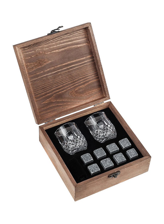 8-Piece Whiskey Chilling Stone With 2-Piece Glass Set Clear/Grey
