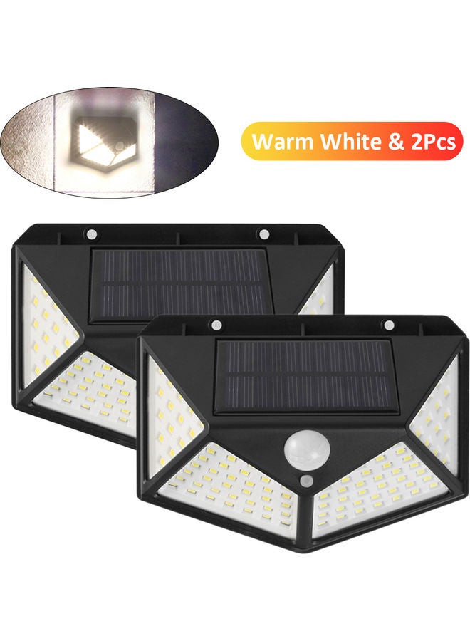 2-Piece LED Solar Wall Light Black