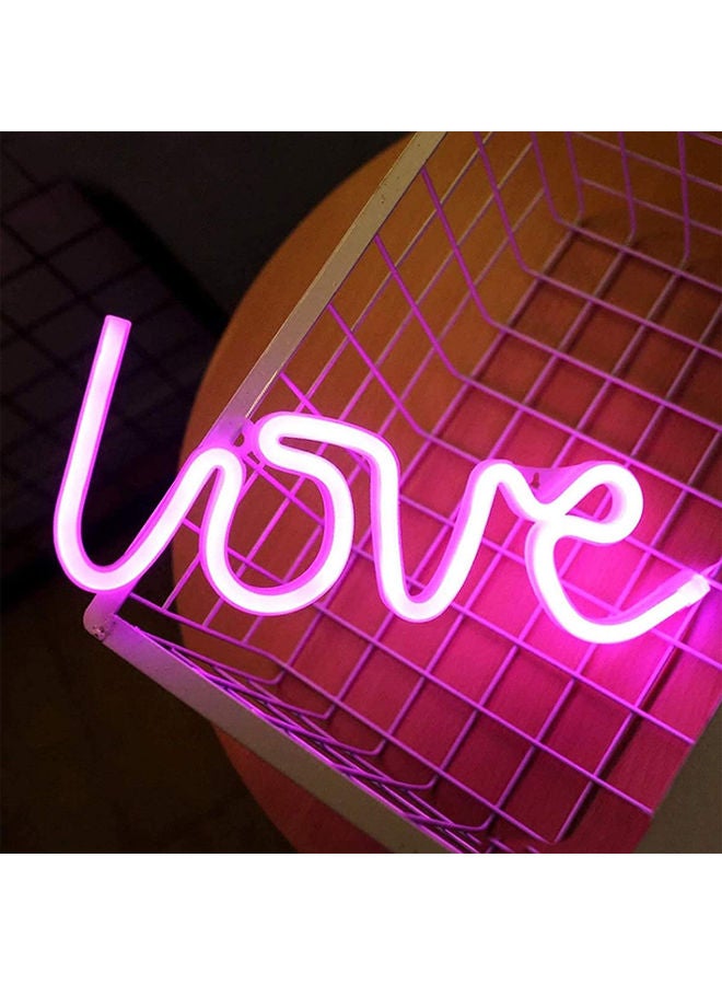 Neon Sign LED Love Shape Light Wall Decor with USB Interface Purple 34 x 13cm