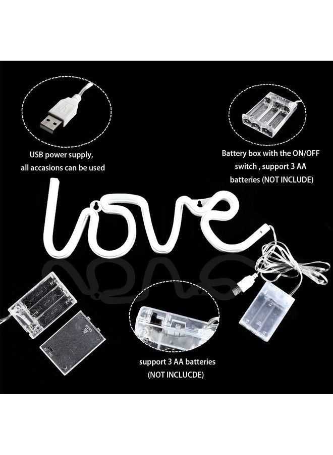 Neon Sign LED Love Shape Light Wall Decor with USB Interface Purple 34 x 13cm