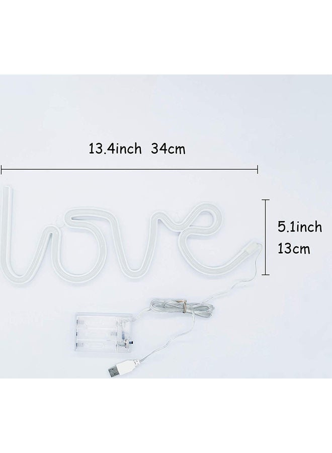 Neon Sign LED Love Shape Light Wall Decor with USB Interface Purple 34 x 13cm