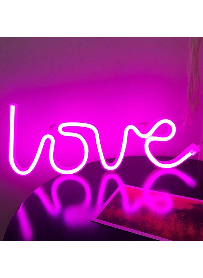 Neon Sign LED Love Shape Light Wall Decor with USB Interface Purple 34 x 13cm