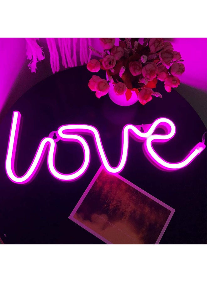 Neon Sign LED Love Shape Light Wall Decor with USB Interface Purple 34 x 13cm