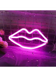 Neon Sign LED Lip Shape Light Wall Decor with USB Power Supply Pink 26.5 x 14cm