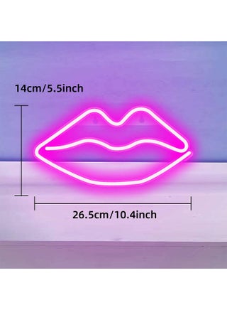 Neon Sign LED Lip Shape Light Wall Decor with USB Power Supply Pink 26.5 x 14cm