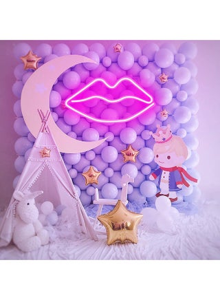Neon Sign LED Lip Shape Light Wall Decor with USB Power Supply Pink 26.5 x 14cm