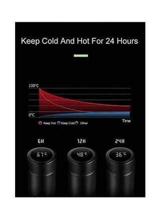 LED Smart Temperature Display Vacuum Thermal Bottle Silver