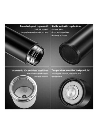 LED Smart Temperature Display Vacuum Thermal Bottle Silver