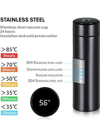 LED Smart Temperature Display Vacuum Thermal Bottle Silver