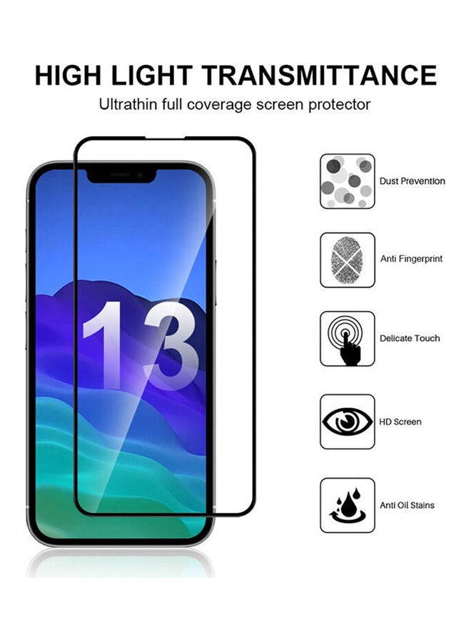 Full Glue Screen Protector Tempered Glass For Apple iPhone 13 Pro Max Size 6.7 Inches Black Edge