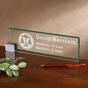 Custom Jade Glass Executive Desk Name Plate