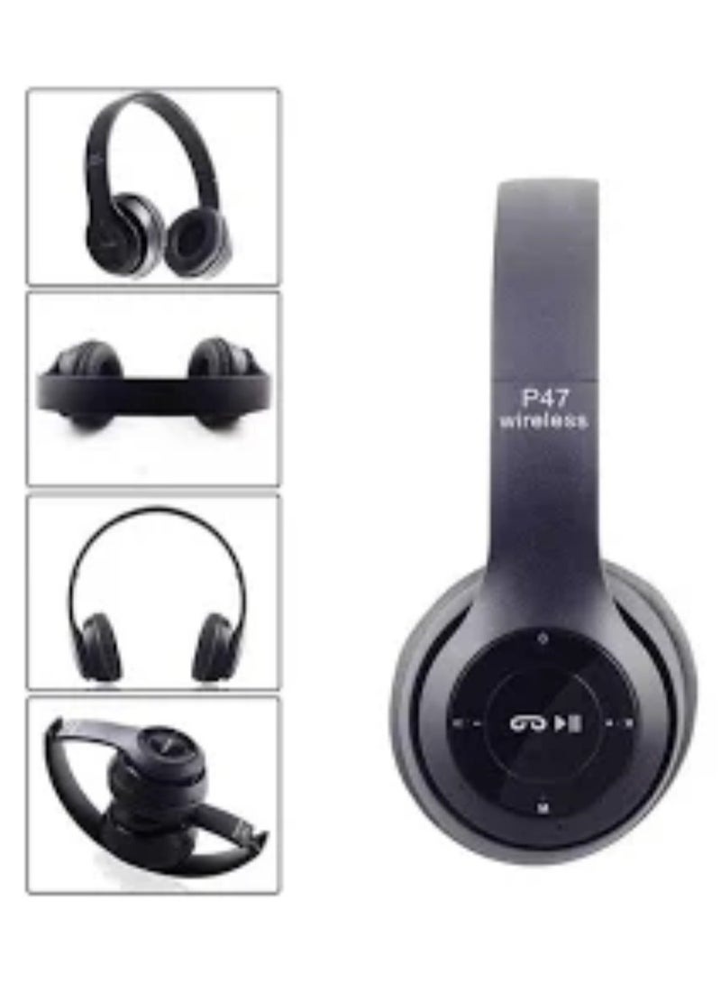 P47 Bluetooth wireless over The headphones Black