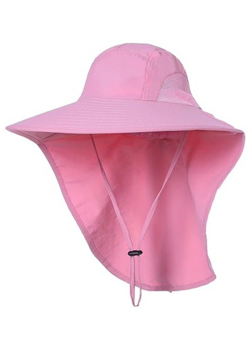 Sun Hat for Men/Women, Waterproof Wide Brim Bucket Hat UV Protection Boonie Hat for Fishing Hiking Garden Beach LIGHT PINK