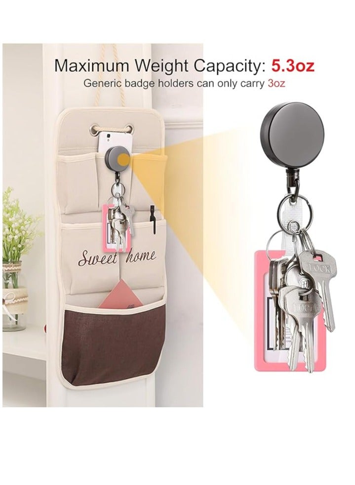 2 Pcs Heavy Duty Retractable Badge Holder Reel, Metal ID Badge Holder with Belt Clip Key Ring for Name Card Keychain