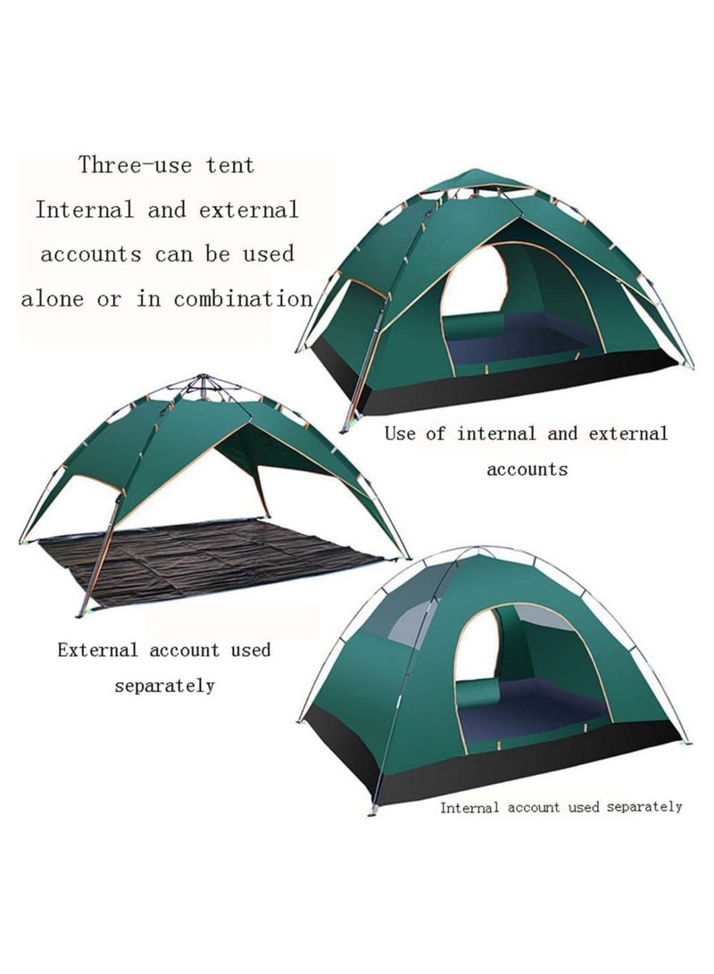 "Vitacelli 3-4 Person Camping Tent – Automatic Pop-Up, Waterproof & UV Protection, Lightweight with Carry Bag, Perfect for Outdoor Adventures (2x1.5M) Dark Green"