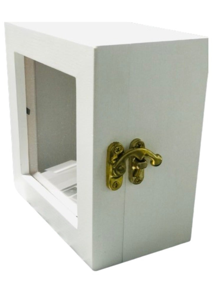 Wooden Square Hinged Storage Boxes Craft Gift Storage Container Dust Jewelry Box White