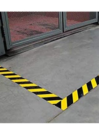 Warning Tape Self Adhesive Black & Yellow Hazard Warning Safety Stripe Tape Caution Barrier Sticky Tapes for Best Readability Maximum Visibility Designed for Danger/ Hazardous Areas (33M)