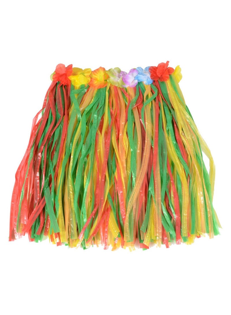 10Pcs Hawaiian Hula Dancer Grass Skirt With Flower Costume Set
