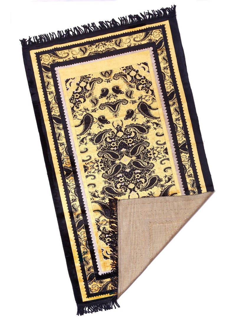 Prayer Mat 614GSM  Anti-Slip Velvet Top Islamic Prayer Mat New Design Thick Padded Sajadah Prayer Rug for Men Women Eid Gift Ramadan ( 140cm X 72cm)
