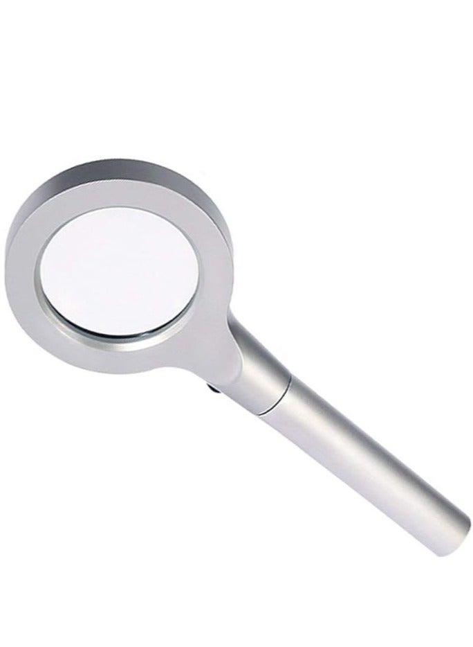 Magnifying Handheld Silver Magnifying Glass, 30X Magnification, With LED Lights, Optical High-definition Lenses, Reading Magnifier, DIY Handicraft Carving And Restoration, Identification of Sentences