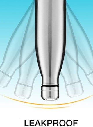 1000ml Stainless Steel Water Bottle Double Walled Sports Water Bottle Vacuum Insulated Cola Shape Travel Thermal Flask Free, Silver SUS304