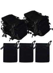 10Pcs Velvet Drawstring Bags Wedding Gift Bags Velvet Cloth Jewelry Pouches/Black H36xL25CM