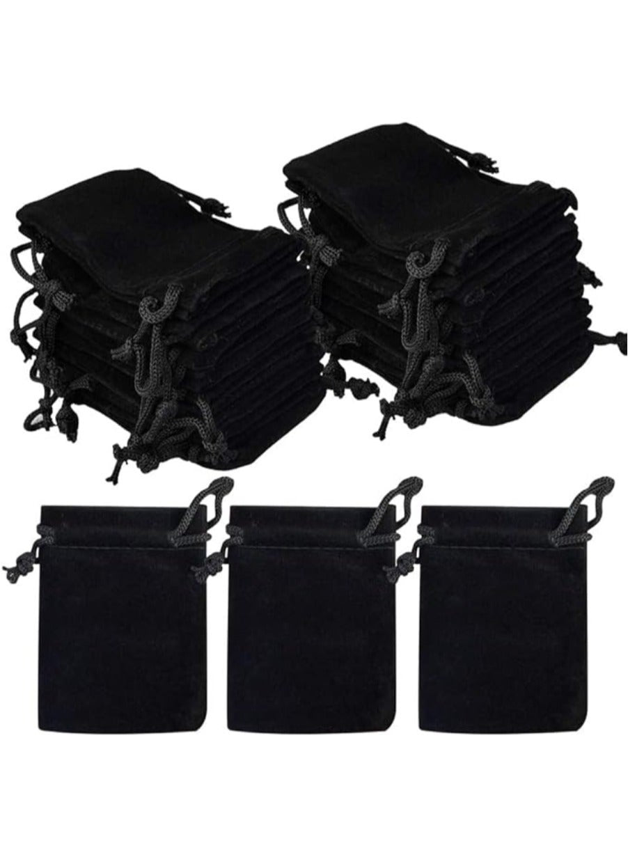 10Pcs Velvet Drawstring Bags Wedding Gift Bags Velvet Cloth Jewelry Pouches/Black H36xL25CM
